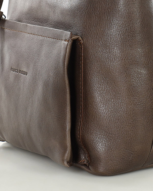 Ekskluzywna torebka skórzana premium z kieszonkami MARCO MAZZINI czekoladowy brąz