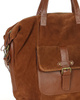 Duża brązowa shopperka zamszowa skórzana z kieszenią – MARCO MAZZINI
