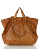 Duża torba shopper skórzana podwójne rączki - MARCO MAZZINI brąz camel