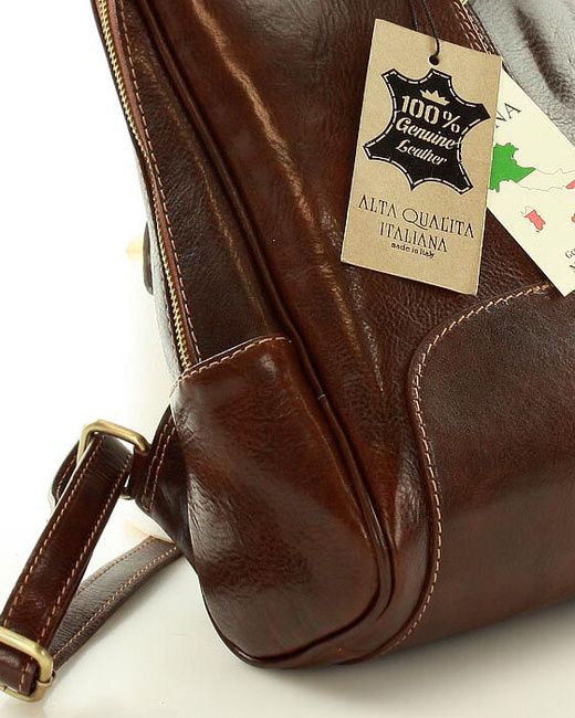 Plecak skórzany włoski MAZZINI - Capri brązowy