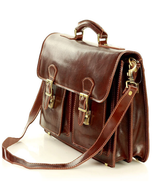 Teczka męska vintage handmade MARCO MAZZINI - skóra naturalna - CIRO Classic brązowa