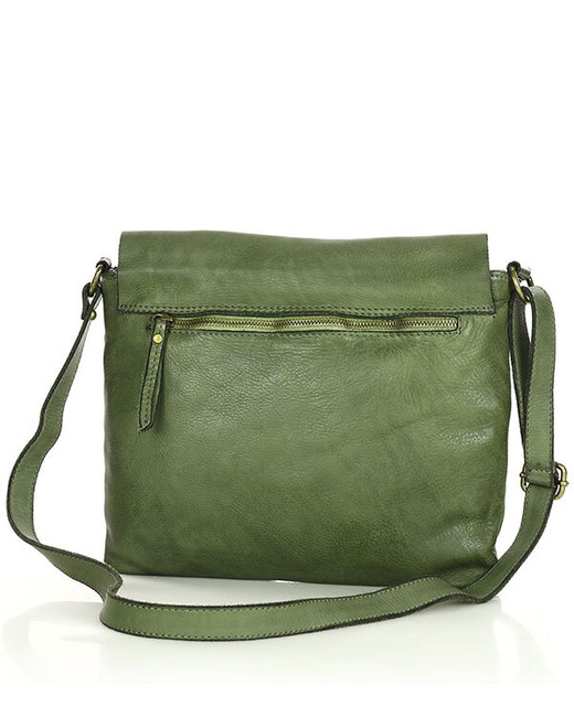Torebka skórzana listonoszka stylowy minimalizm ala messenger leather bag - MARCO MAZZINI zielona