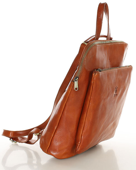 Elegancki plecak damski skórzany premium MARCO MAZZINI brązowy