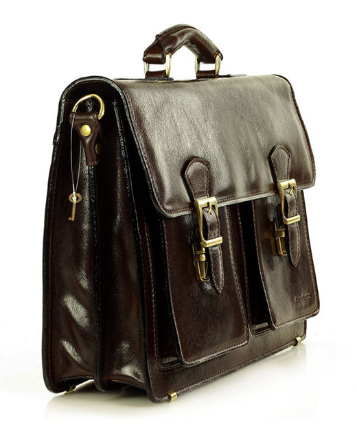 Teczka męska vintage handmade MARCO MAZZINI - skóra naturalna - CIRO Classic ciemny brąz