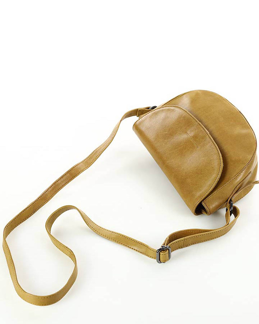 Torebka damska półokrągła listonoszka skórzana MARCO MAZZINI brąz camel