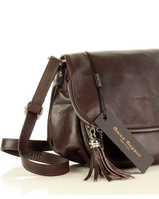 Torba listonoszka damska skórzana - MARCO MAZZINI sauvage brąz caffe