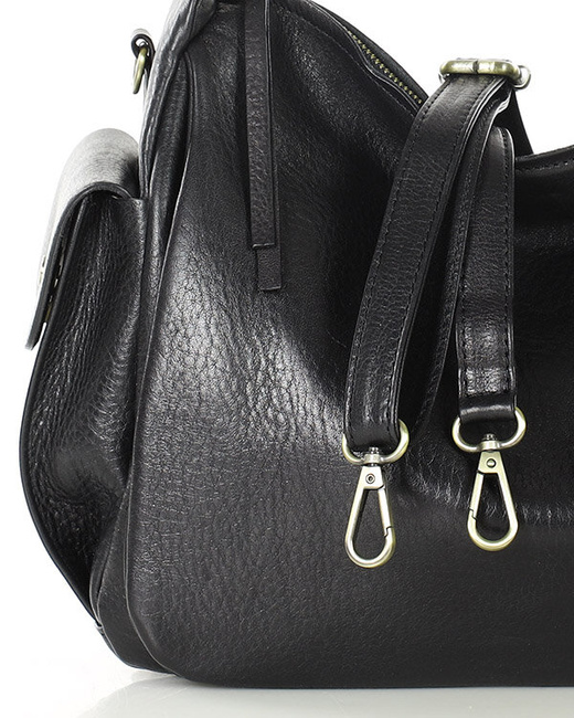 Luksusowa torebka kuferek na ramię skóra naturalna MARCO MAZZINI czarna