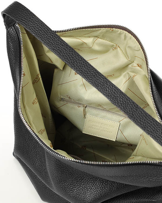 Torebka damska worek hobo bag skóra naturalna - MARCO MAZZINI czarna