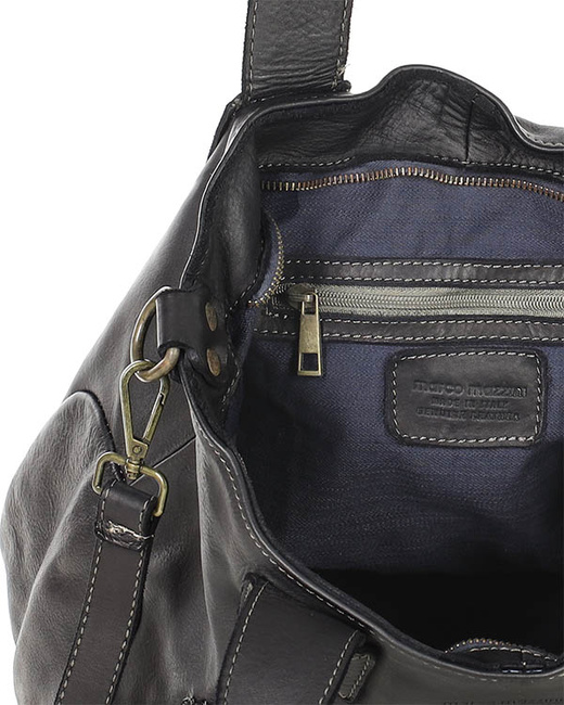 Torebka miejska skórzana w harmonii z naturą - MARCO MAZZINI czarna