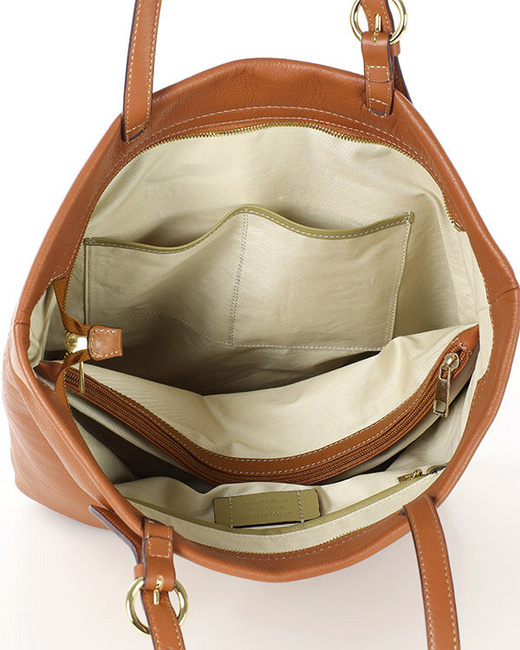 Torebka shopperka premium z miękkiej skóry cielęcej MARCO MAZZINI brązowa camel