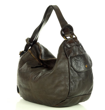 Miejska torebka worek z funkcją plecaka genuine leather vintage - MARCO MAZZINI brąz caffe