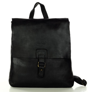 Plecak skórzany minimalizm old look leather backpack - MARCO MAZZINI czarny